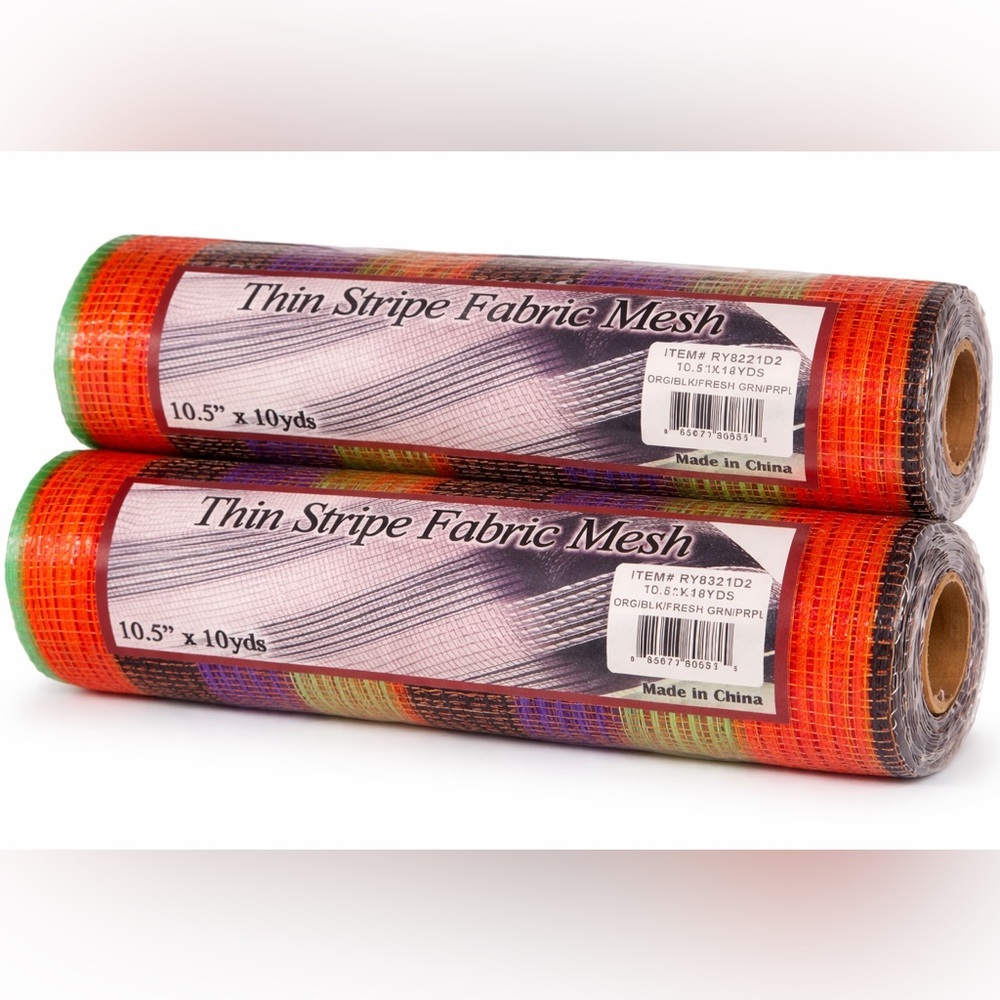 NWT Thin Stripe Fabric Mesh 2 Roll Lot 10.5” x 10 Yards Wreath Supply